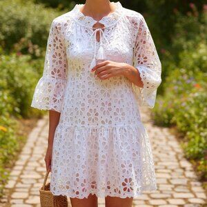 Eyelet Dress in White, Black or Dark Pink. NWT